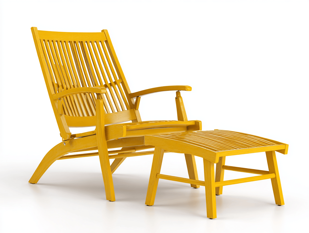 Sillón reclinable de exterior con reposapiés – madera amarilla