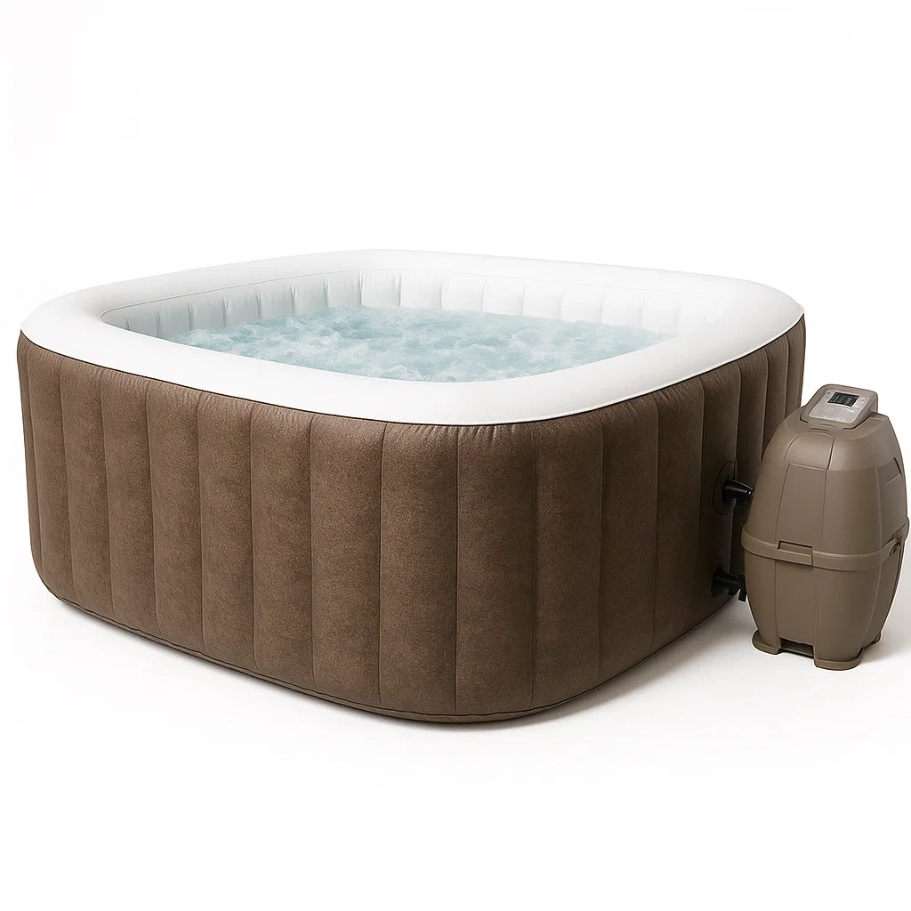 Spas hinchables 185x185x71 cm 6 plazas cuadrado marrón/blanco QMjTzJL346Ue