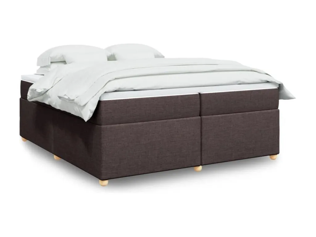 Cama box spring con colchón tela marrón oscuro 200x200 cm jiu3520045