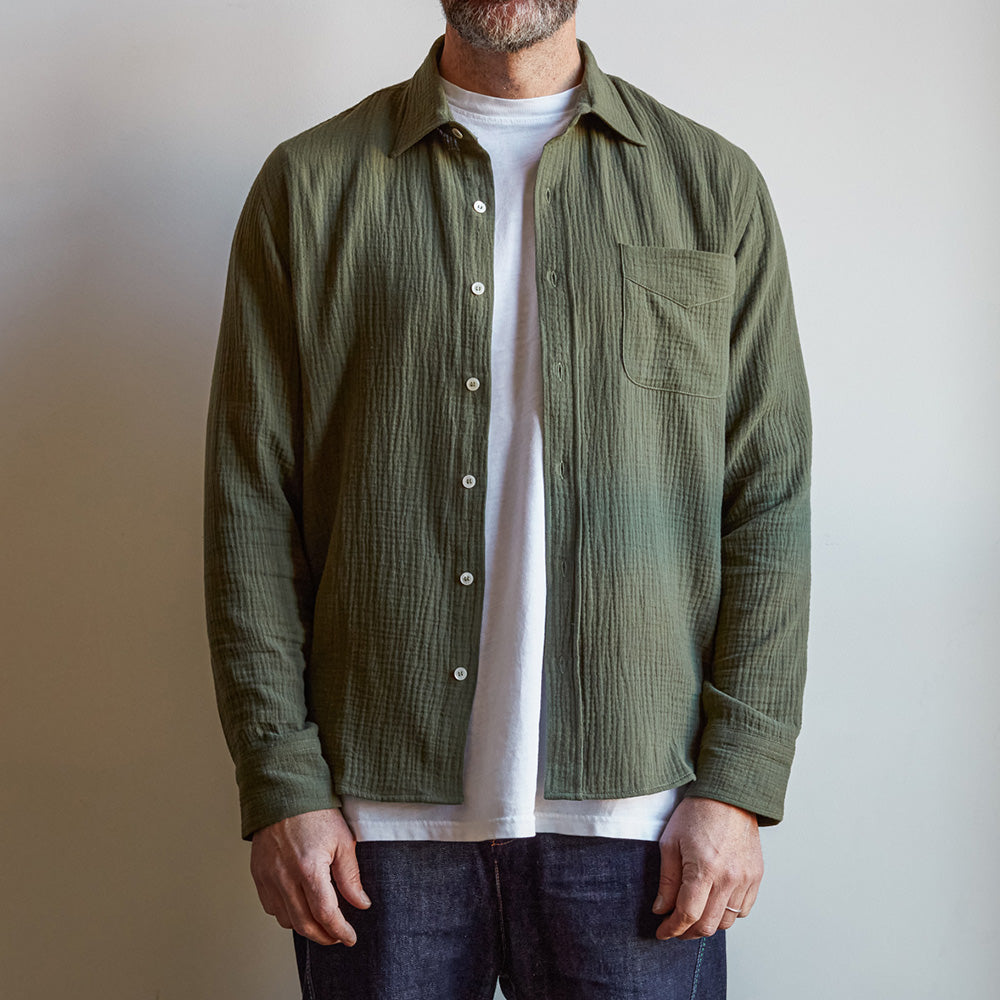 Merci - Chemise Gaspard en gaze de coton - Vert