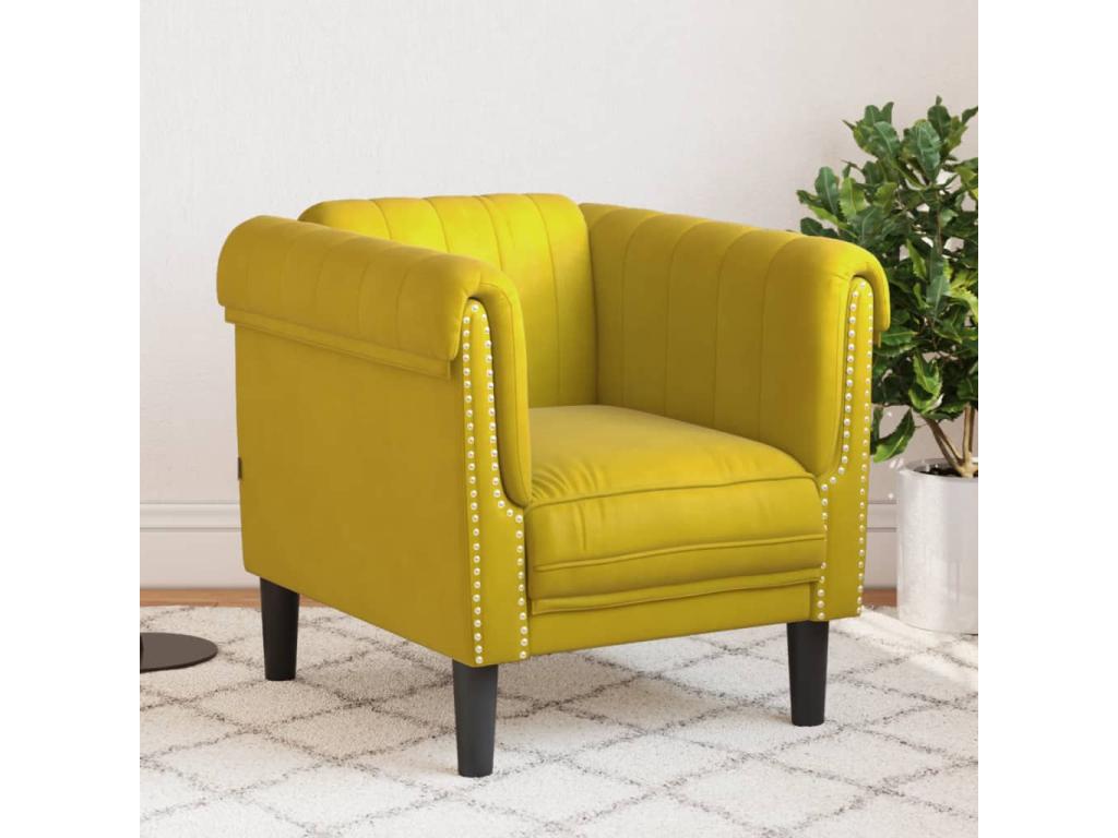 Sillón de terciopelo amarillo