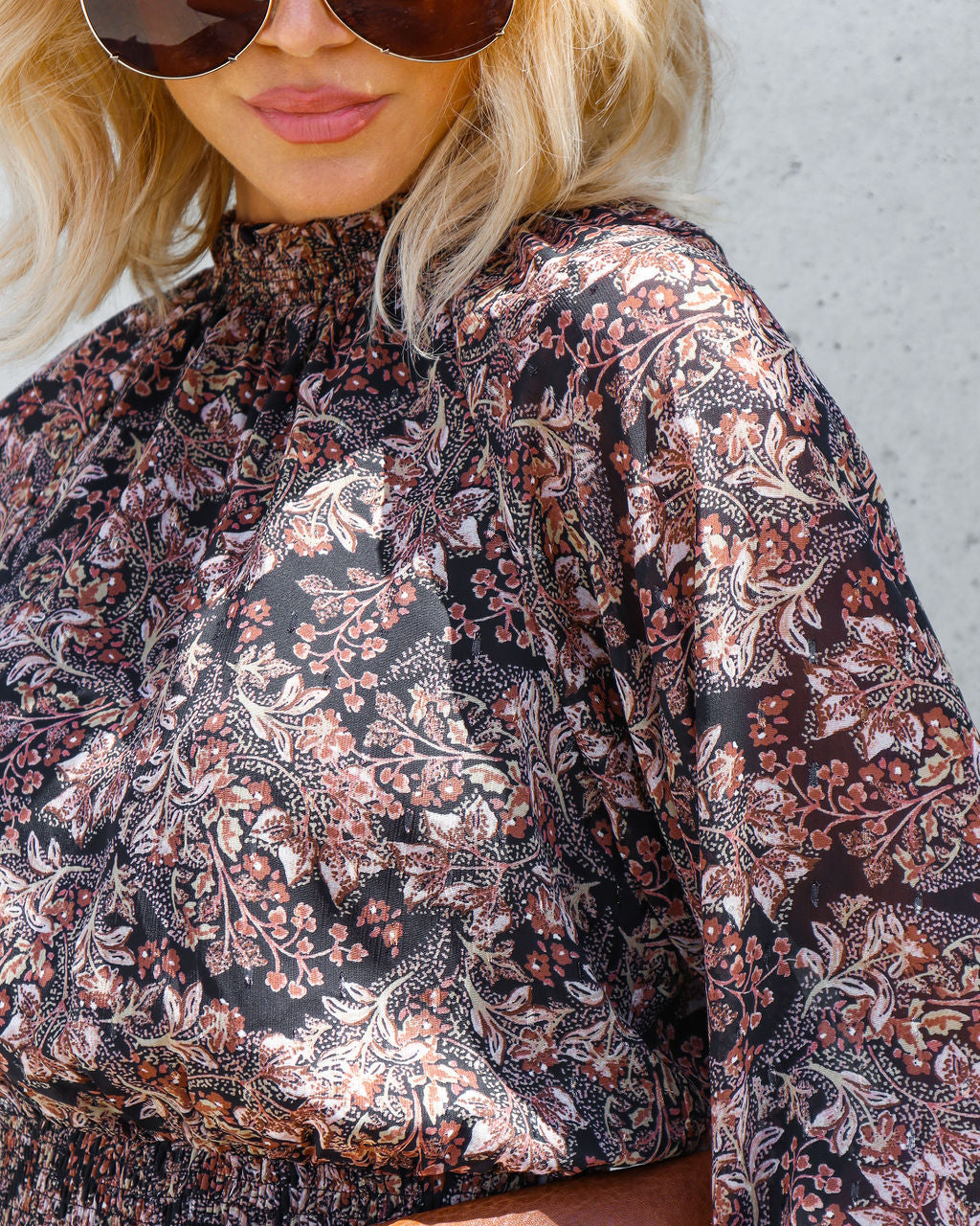 Autumn Grace Floral Smocked Mini Dress - Se7enfashion