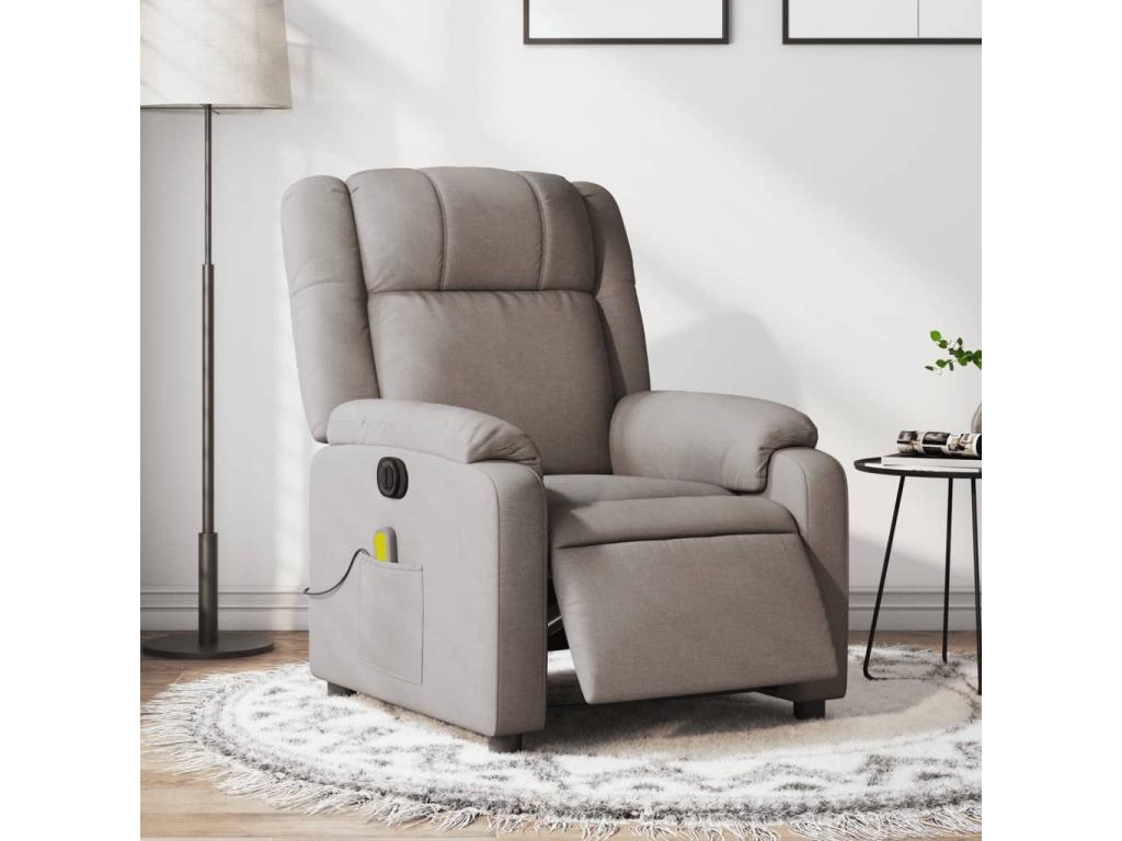 Sillón reclinable de masaje eléctrico tela gris taupe