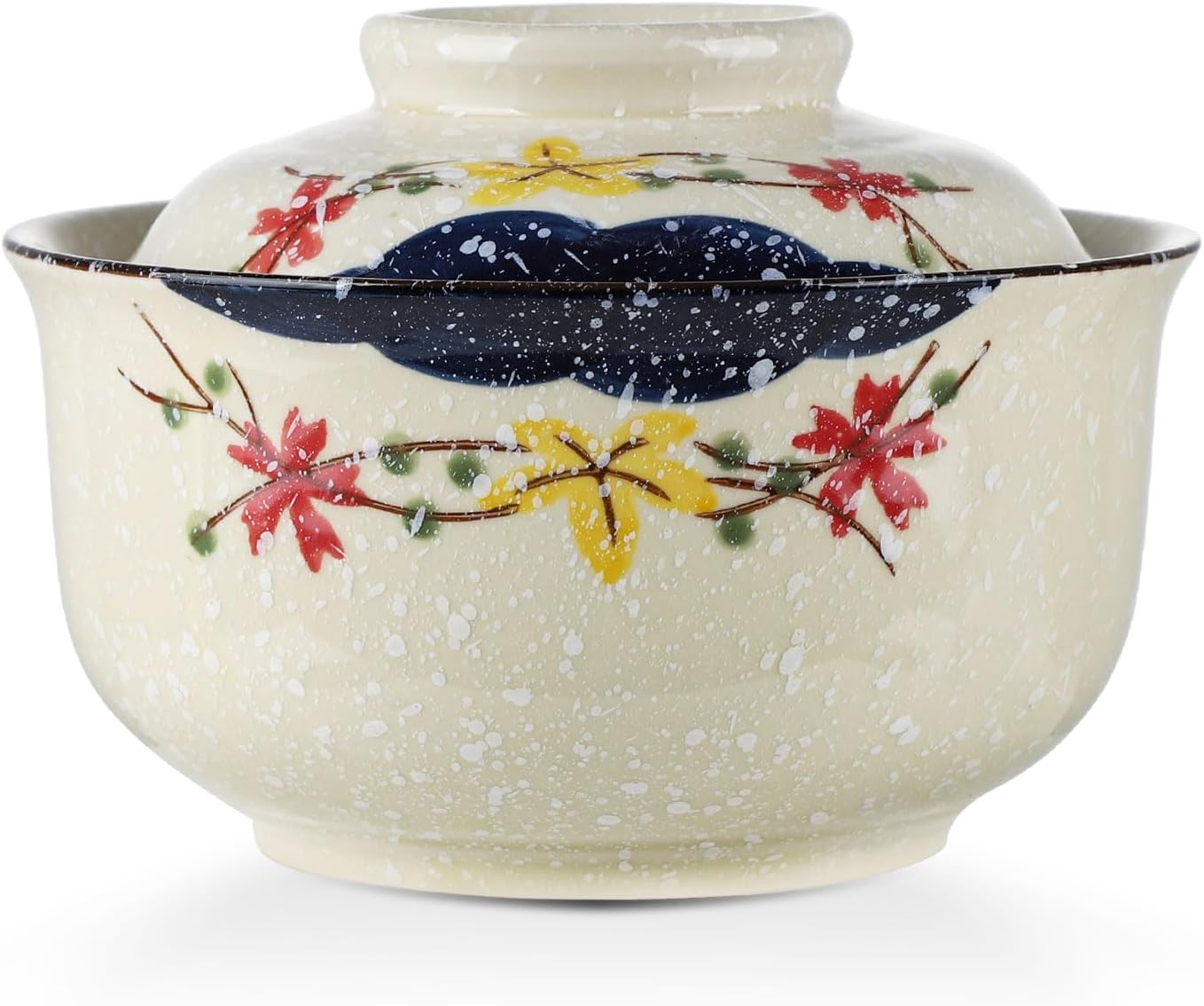 VanEnjoy Microwavable Ramen Bowl with Lid, 25 Oz Japanese Bowl Big Ceramic Japanese Soup Bowl with Lid, Korean Clay Pot - fish