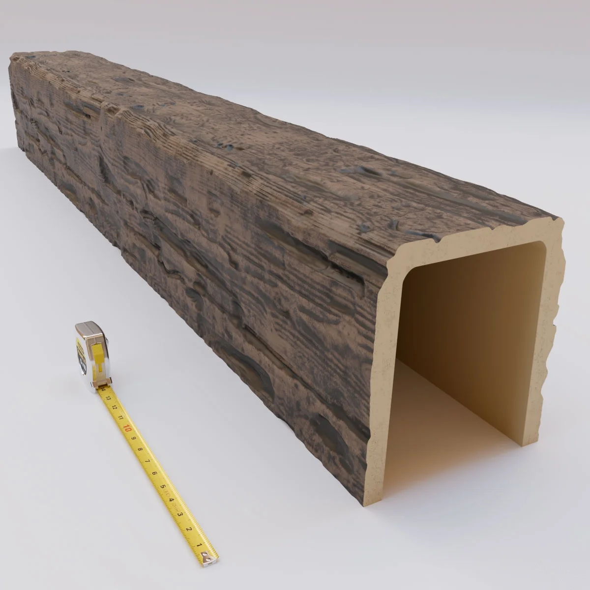 Ekena Millwork 3 1/2"W x 3 1/2"H x 120"L 3-Sided (U-Beam) Salvaged Timber HeritageTimber Faux Wood Ceiling Beam, Kona Brown - Image 8