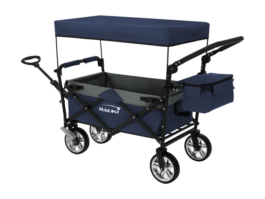 Carro de mano plegable con techo azul-gris carreta transporte carro de jardín
