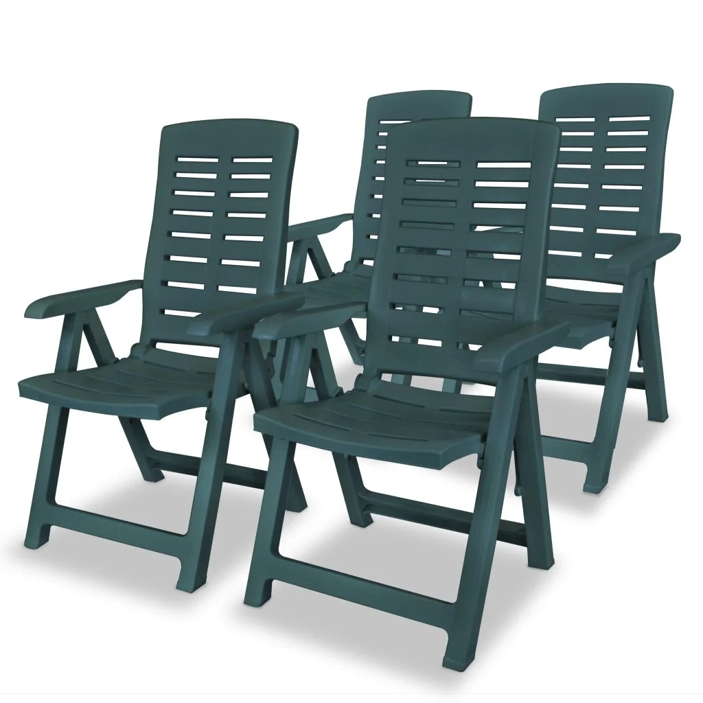 vidaXL Reclining Patio Chairs Outdoor Stack Dining Chair with Armrest Plastic - Image 16