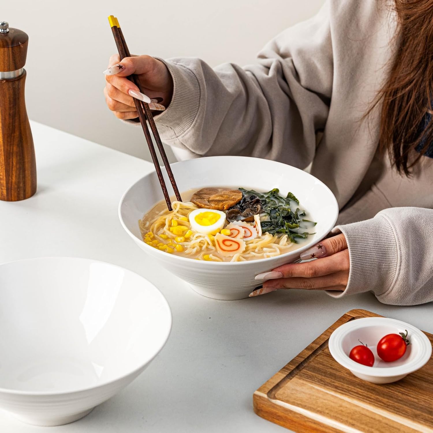 50 oz Ramen Bowls Set of 2, 9 Inch Large Ramen Bowls, Porcelain Noodle Bowls for Pho, Soup & Udon, Ceramic Ramen Bowl Set, Microwave & Dishwasher Safe