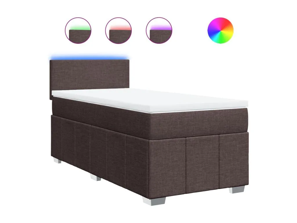 Cama box spring con colchón tela marrón oscuro 80x200 cm ntx3518827