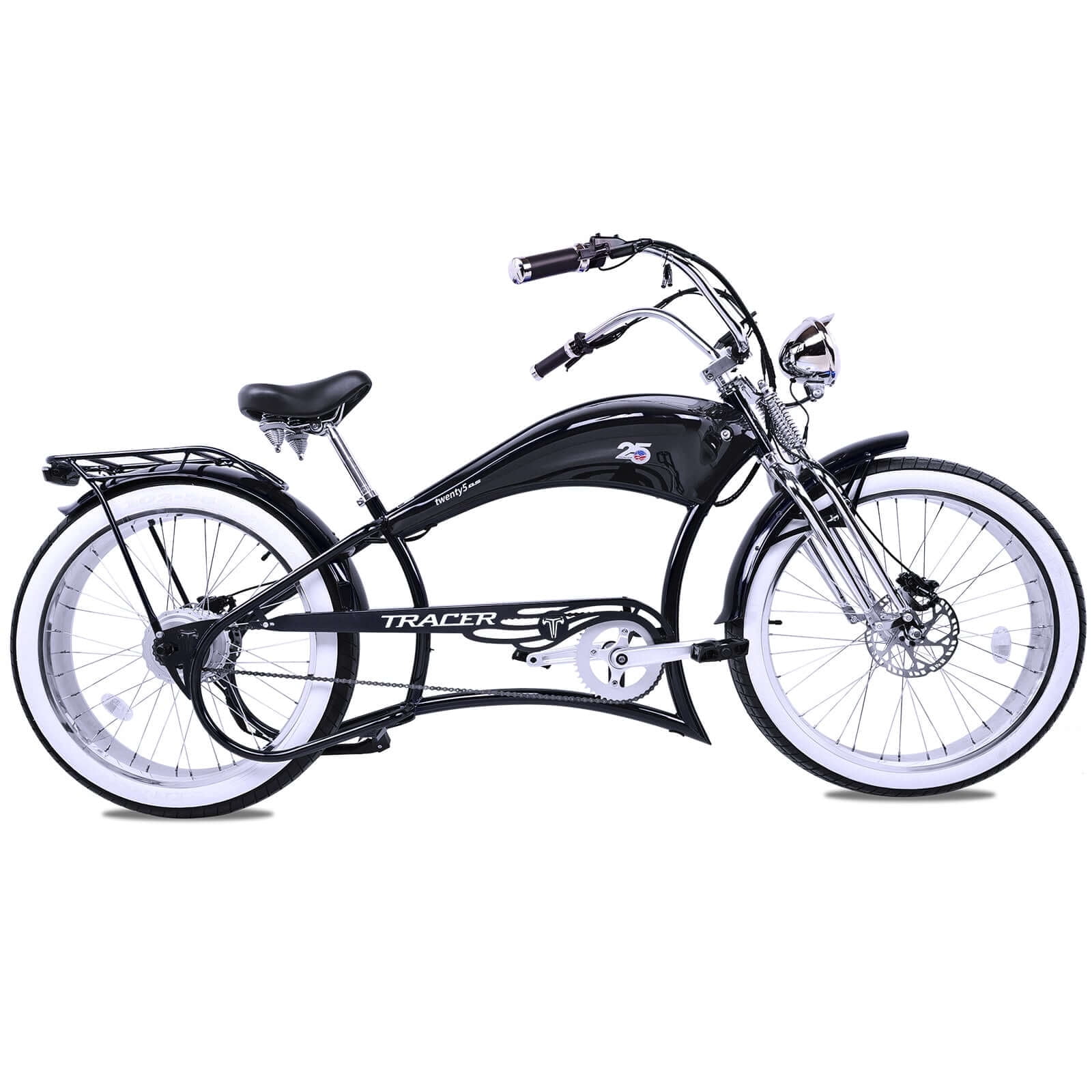 Twenty5 DS Chopper Stretch Cruiser E-bike, 26" Wheels, 800W Motor, Disc Brake, for men, Black - Image 4
