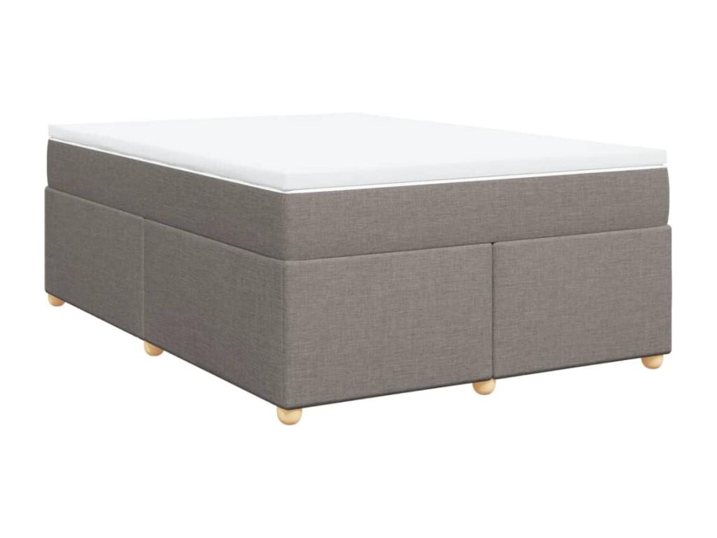 Cama box spring con colchón tela gris taupe 160x200 cm