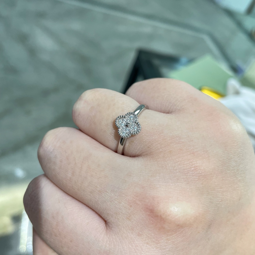 VCA Full Diamond Mini & Medium Vintage Alhambra Ring - Original Replica Club