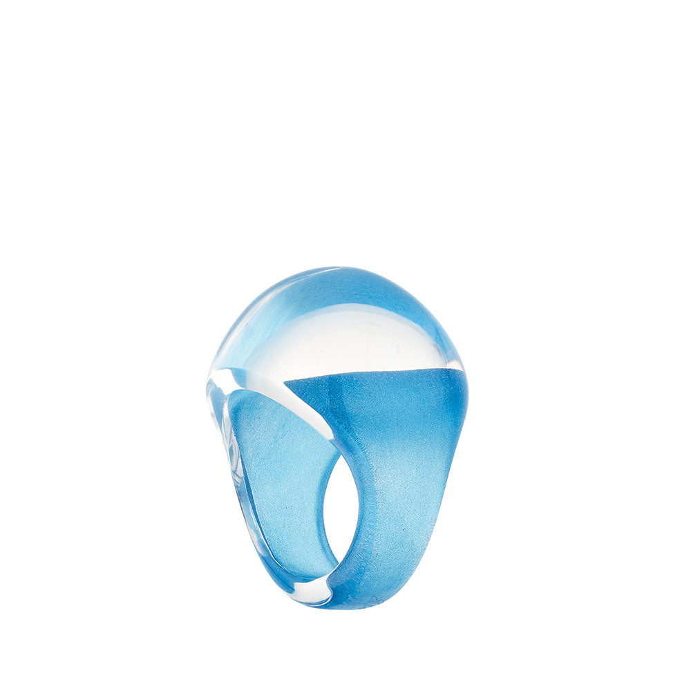 BAGUE CABOCHON - CRISTAL INCOLORE PATINÉ BLEU