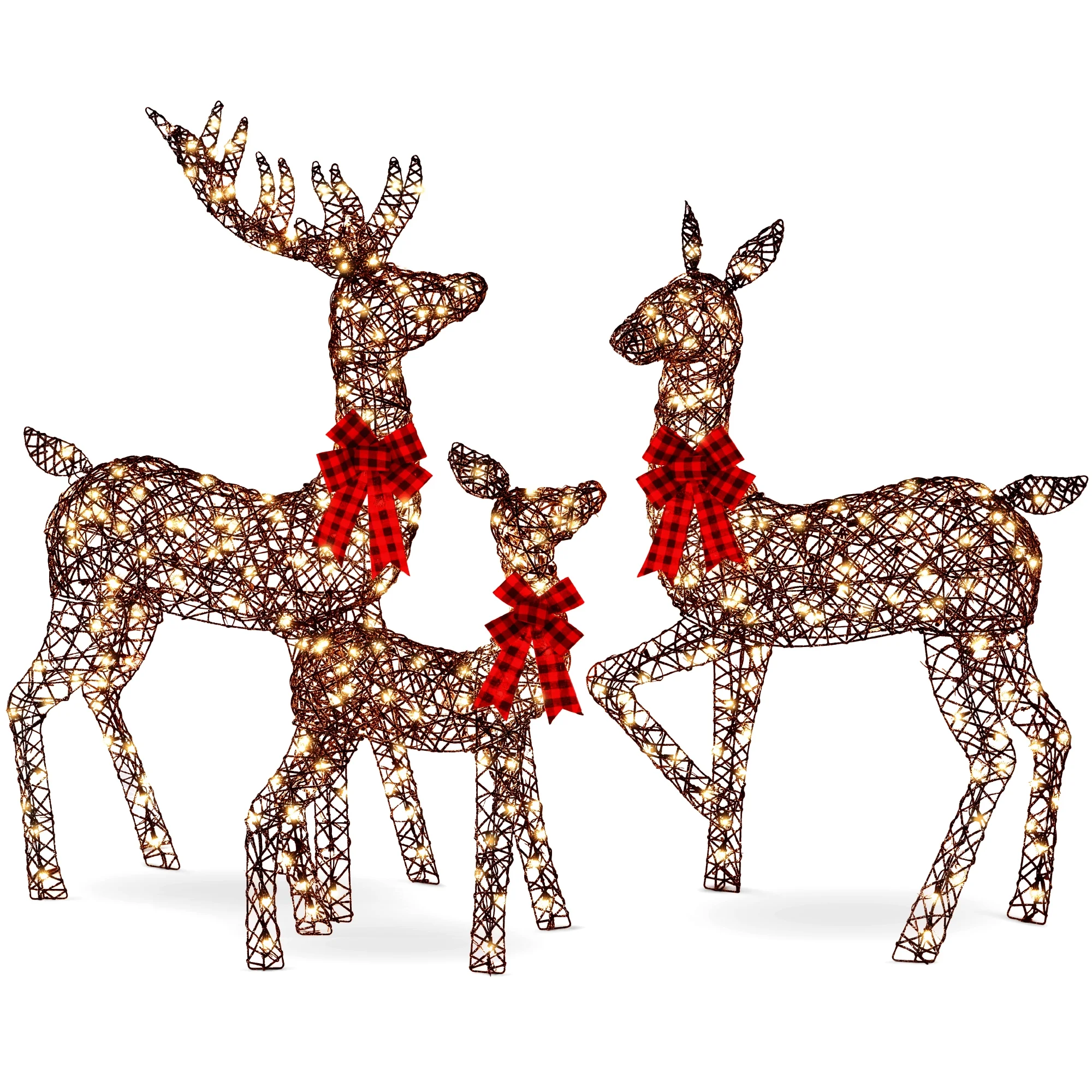 Best Choice Products 6.5ft 3-Piece Lighted Christmas Deer Set Outdoor Yard Decoration w/ 385 LED Lights, Stakes - Gold - Image 19