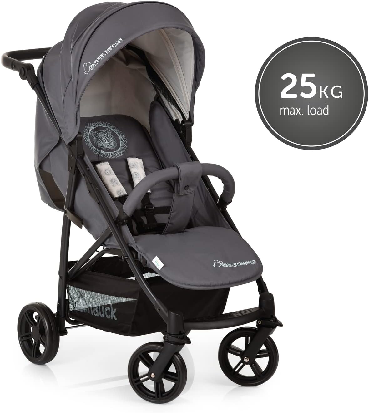 hauck Rapid 4X Carrito Bebe, desde el Nacimiento hasta 25 kg, Silla de Paseo Ligera, Silla Bebe, Reclinable, Plegable, Compacta, Mickey Mouse Gris