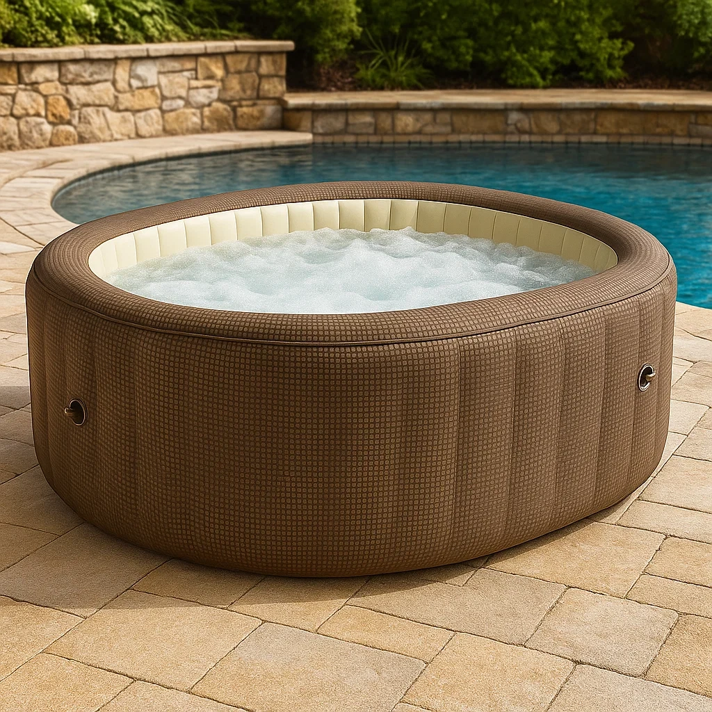 Spas hinchables 196x196x71 cm 4 plazas redondo marrón/beige GtMisek358GN