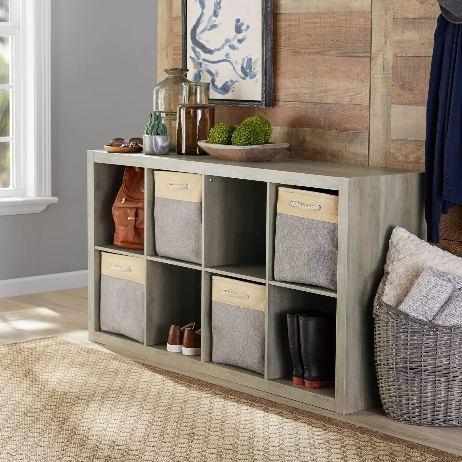8 Cube Storage Organizer, Multiple Colors Rustic Grey