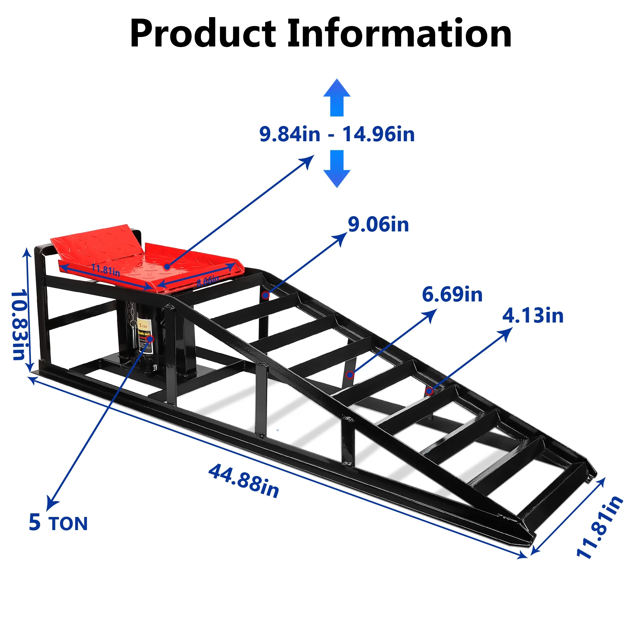 Lafati 2-Pack Hydraulic Car Ramps: Heavy-Duty Vehicle Ramps with 5T / 10000lbs Jack Load Capacity, Portable Design for Effortless Oil Changes and Car Lifts - Image 16