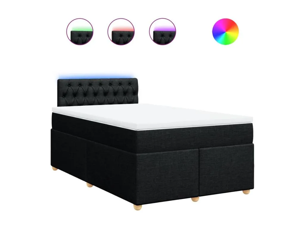 Cama box spring con colchón tela negro 120x190 cm sti3522159