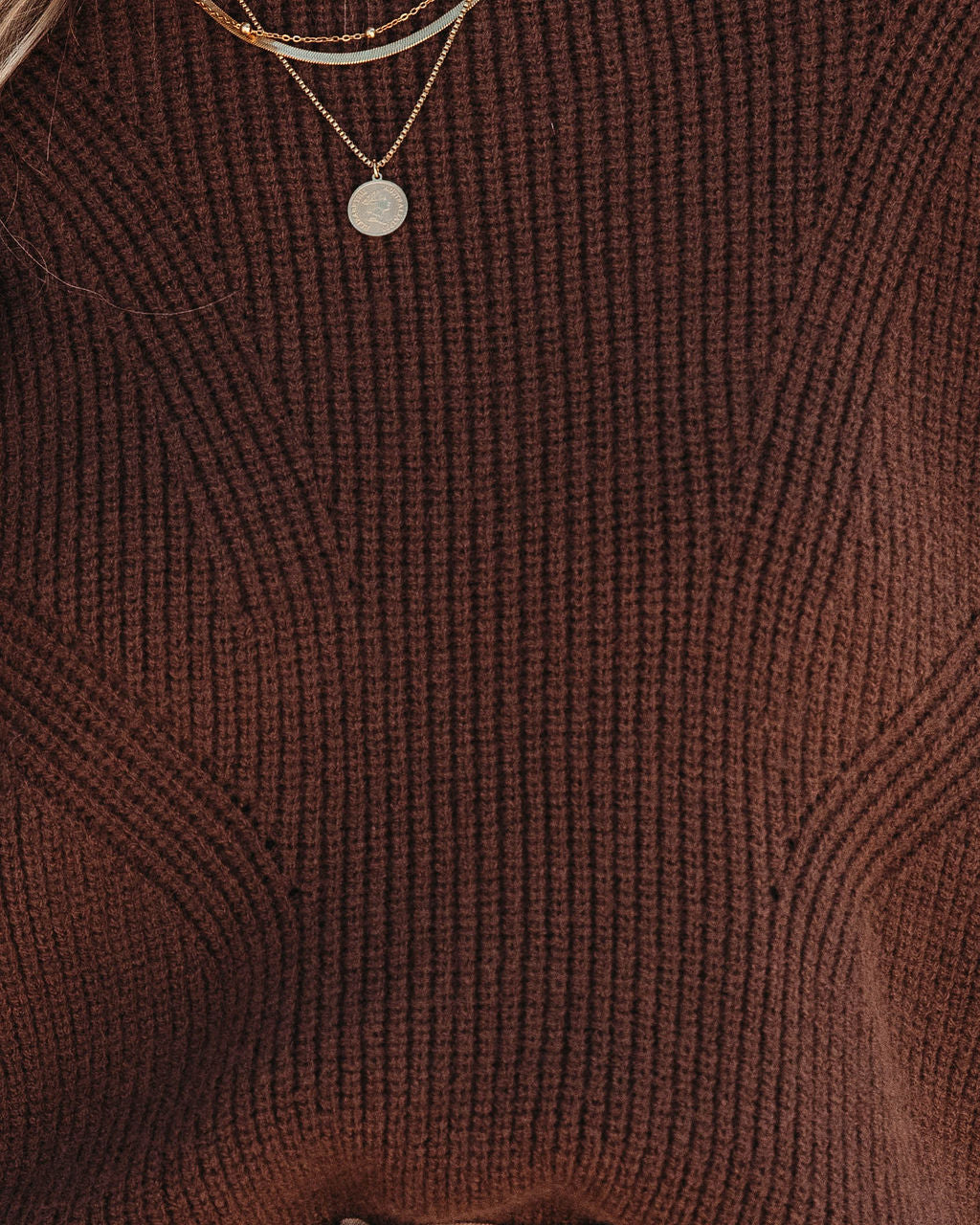 That October Feeling Knit Balloon Sleeve Pullover Sweater - Chocolate - Se7enfashion
