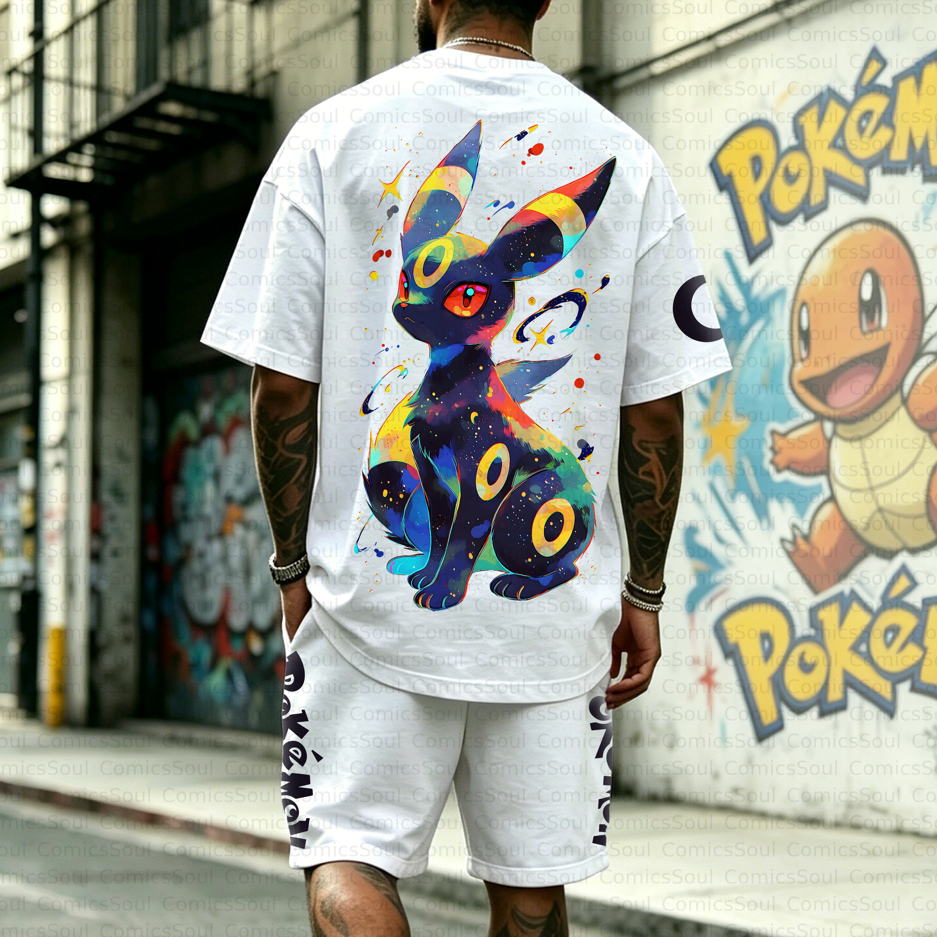 Unisex Anime Inspired Vintage T-shirt& Shorts 2 Pieces Set