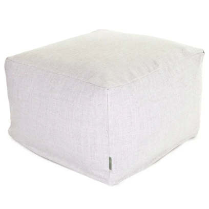 Majestic Home Goods Indoor Wales Poly/Linen Ottoman Pouf - 27" L x 27" W x 17" H