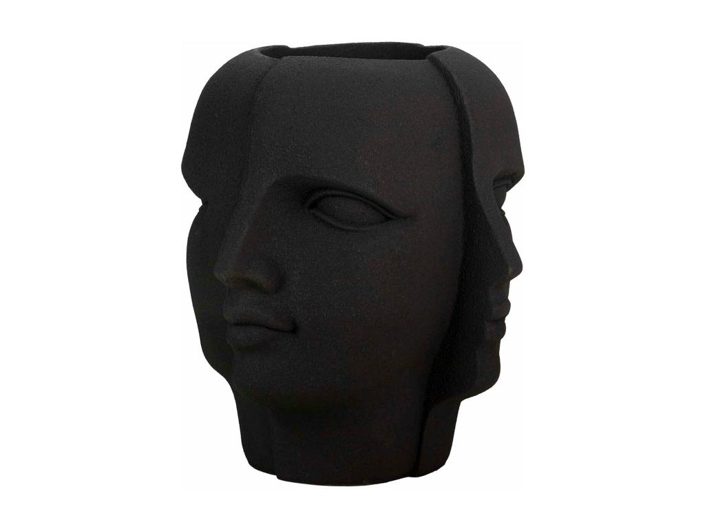 Macetero Caras Poliresina Negro 68x68x69 Cm