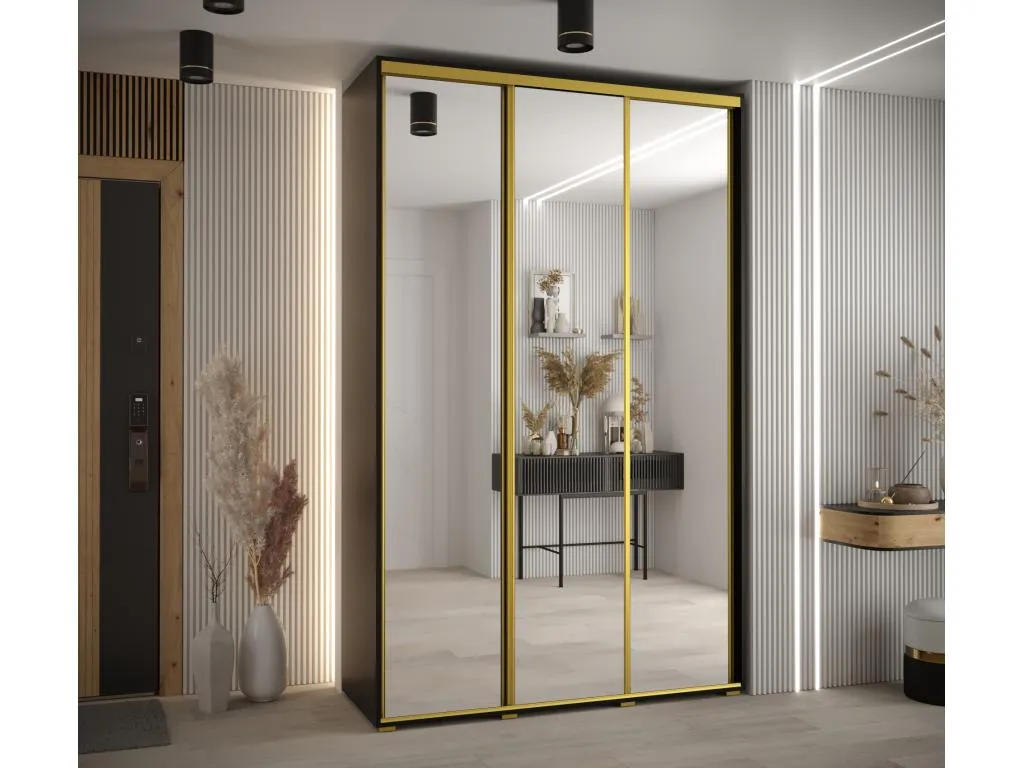 ARMARIO Lluesmahome 2 DE PUERTAS CORREDERAS 235.2/150/60 3 puertas (Negro/Negro/Oro) 54381DGZR