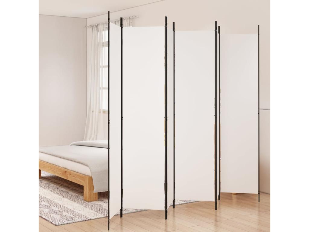 Biombo divisor de 6 paneles de tela blanco 300x220 cm