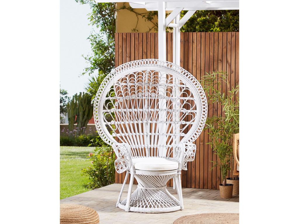 Silla pavo real EMMANUELLE Ratán Blanco