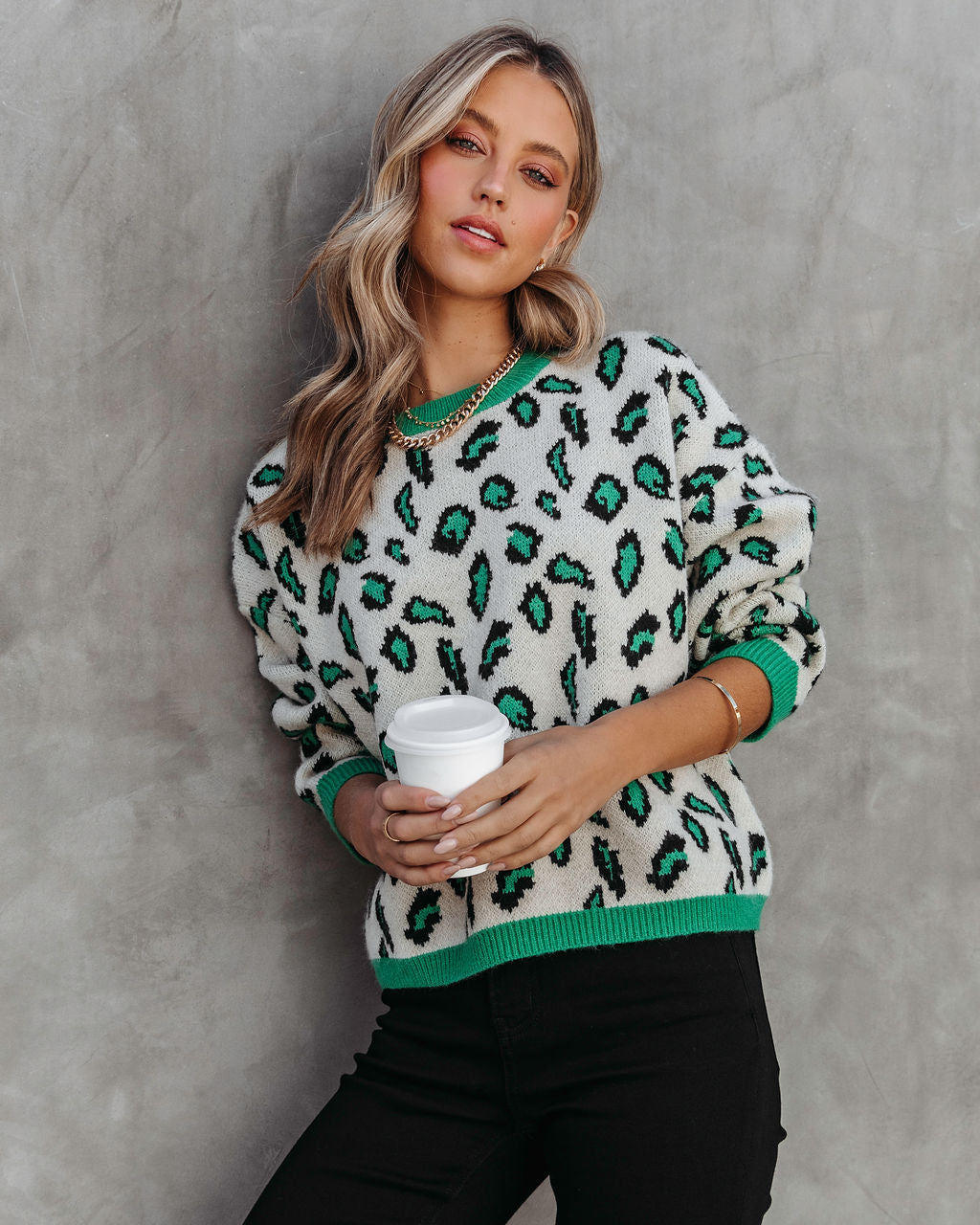 Amazonia Leopard Sweater - Green - Se7enfashion