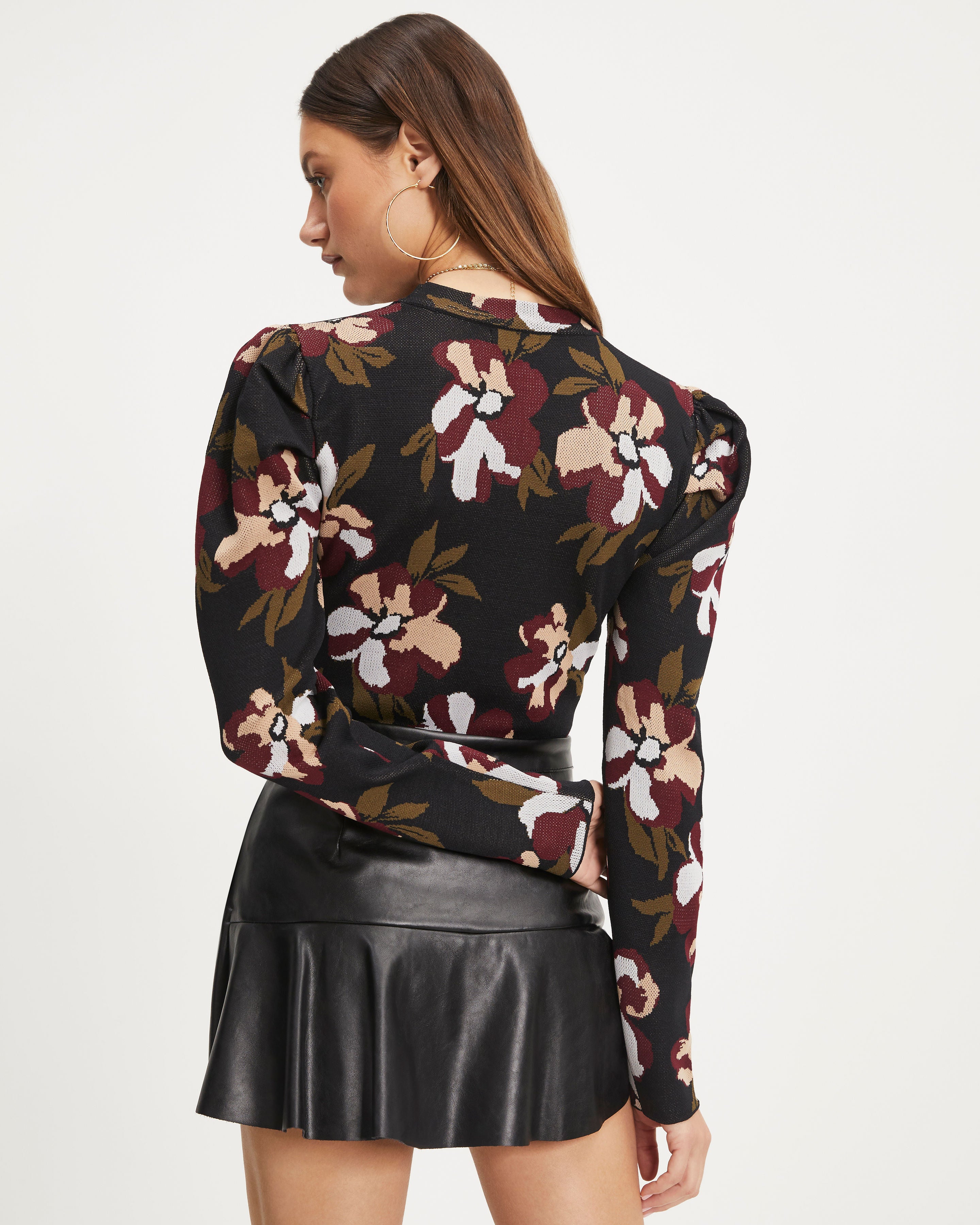 Thelma Floral Sweater Top - Black - Se7enfashion