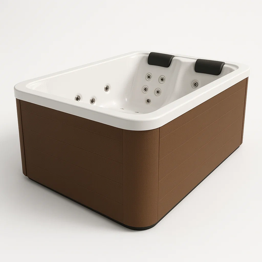 Spas rígidos 180x130x85 cm 2 plazas rectangular blanco/marrón NxoFlSs428zH