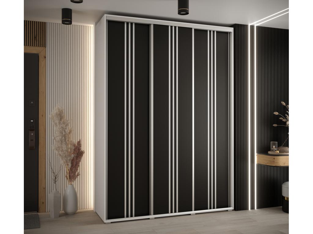 ARMARIO Mueblesclasic 6 DE PUERTAS CORREDERAS 235.2/170/60 3 puertas (Blanco/Negro/Plata)