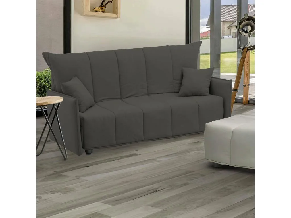 Sofa cama Boverdeco Sofá de 3 plazas Made in Italy Sofá de salón con apertura trolley en tela acolchada con reposabrazos estándar Cm
