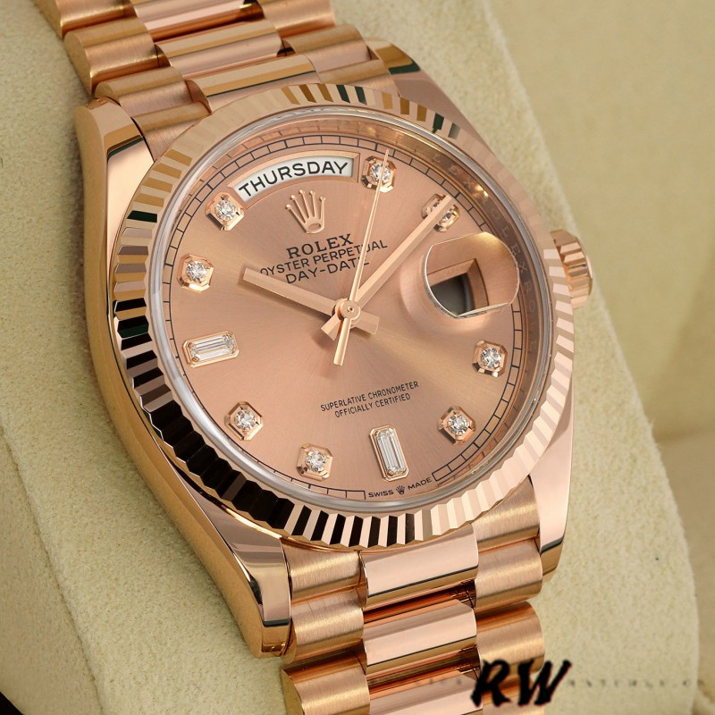 Rolex Day-Date 128235 Everose Gold Pink Rose Dial 36MM Unisex Replica Watch