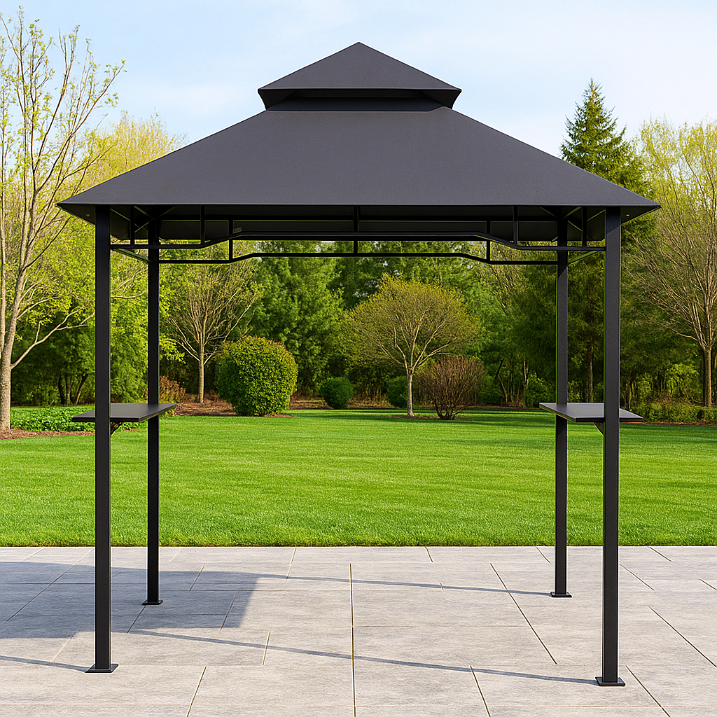 Cobertizo para barbacoa, estructura de sombra para parrilla, color negro