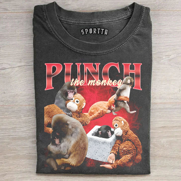 Punch-kun Monkey Meme Graphic T-shirt