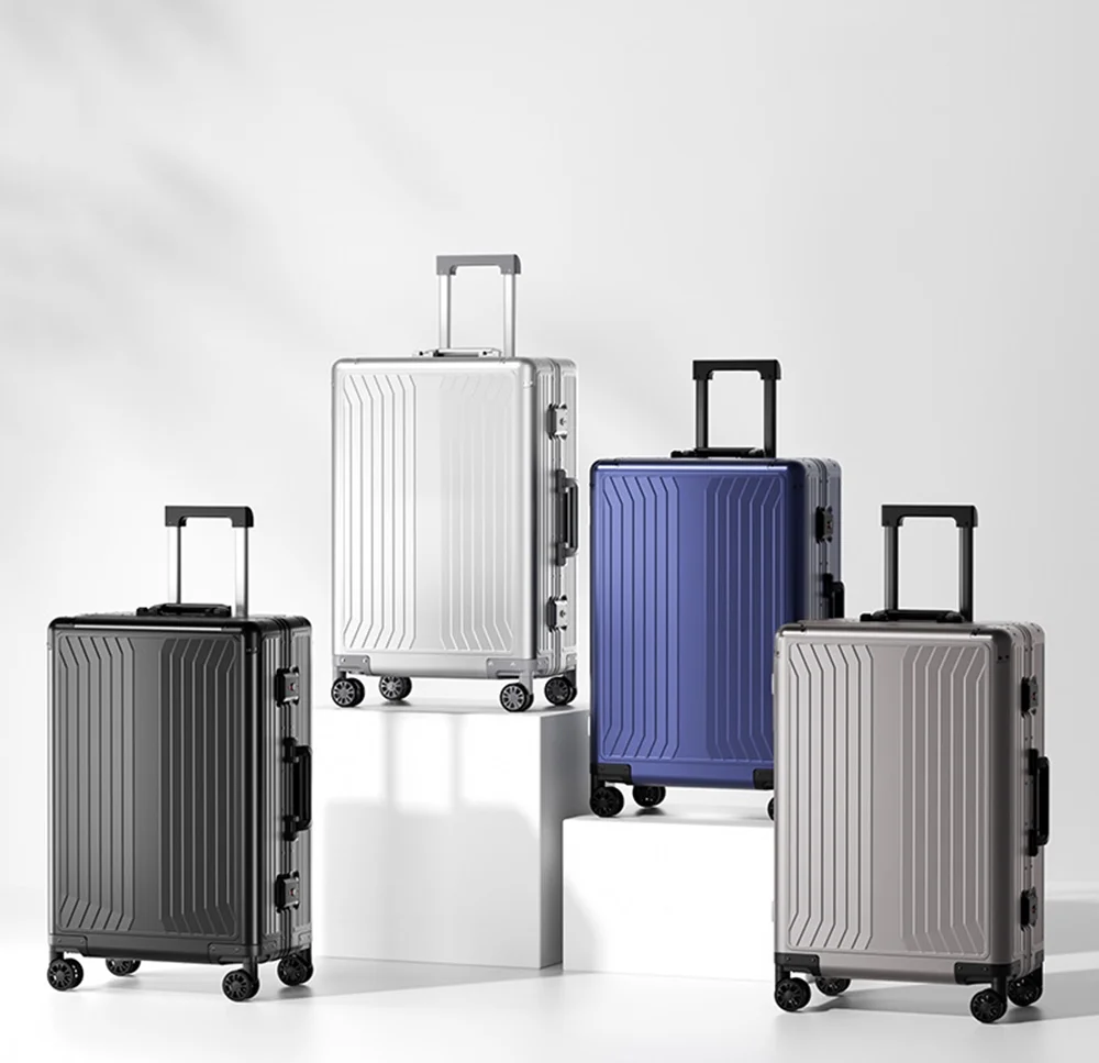 All Aluminum Magnesium Hardshell Carry on Luggage with Wheels, Modern Zipperless Hardshell Checked Luggage with TSA Lock, Airline Approved Metal Suitcase Travel Metal Rolling Luggage - Image 17