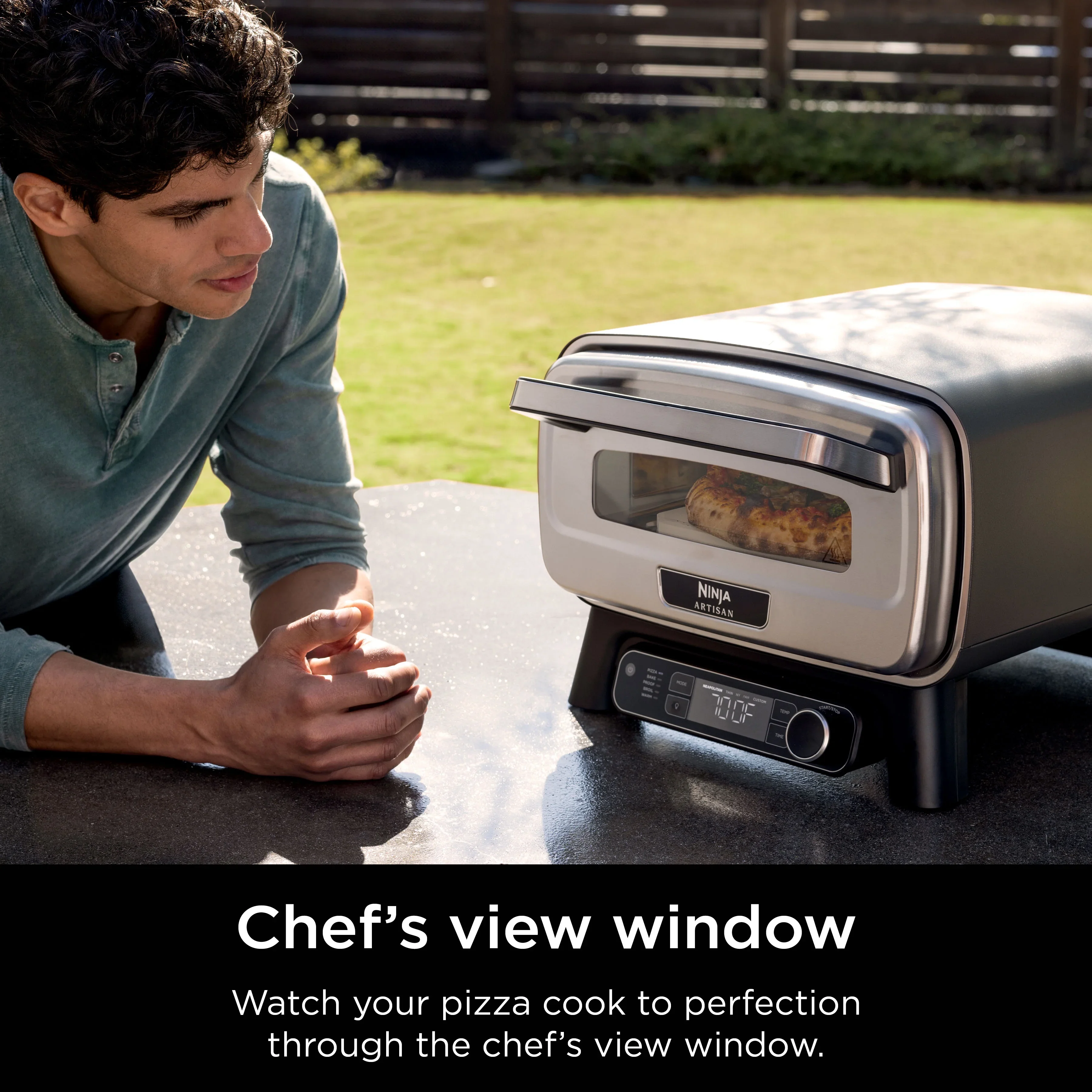 Ninja Artisan Outdoor Pizza Oven, 12-inch, 3-minute Pizza, Neapolitan, Thin Crust, New York Chicago, Custom, 700F Max Temperature, Electric Heat, Bake, Broil