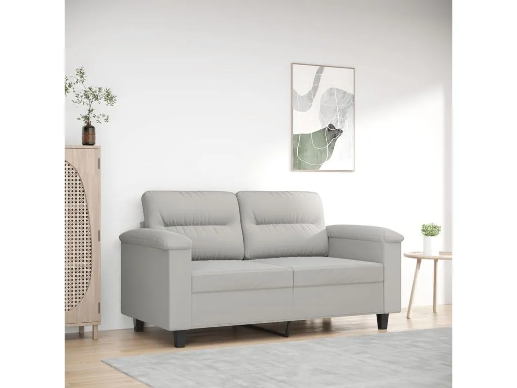 Sofá de 2 plazas de tela de microfibra gris claro 120 cm