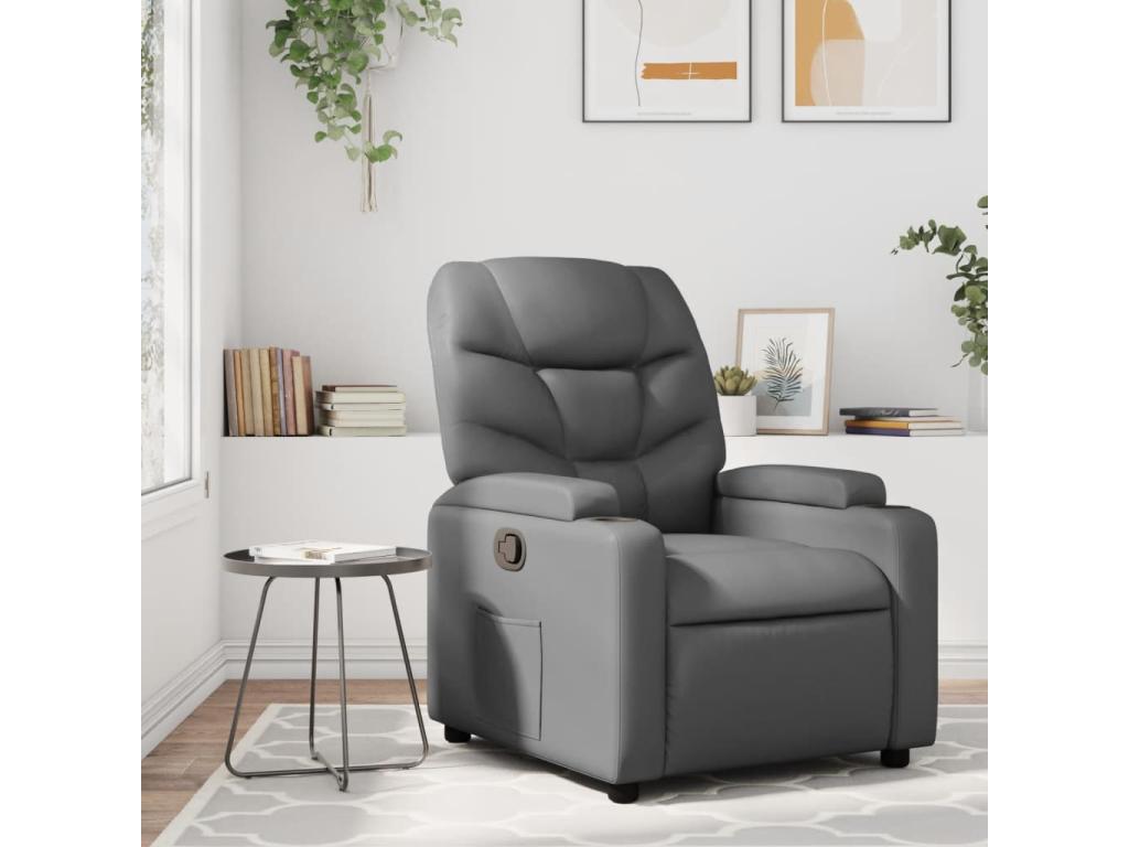 Sillón reclinable de cuero sintético gris