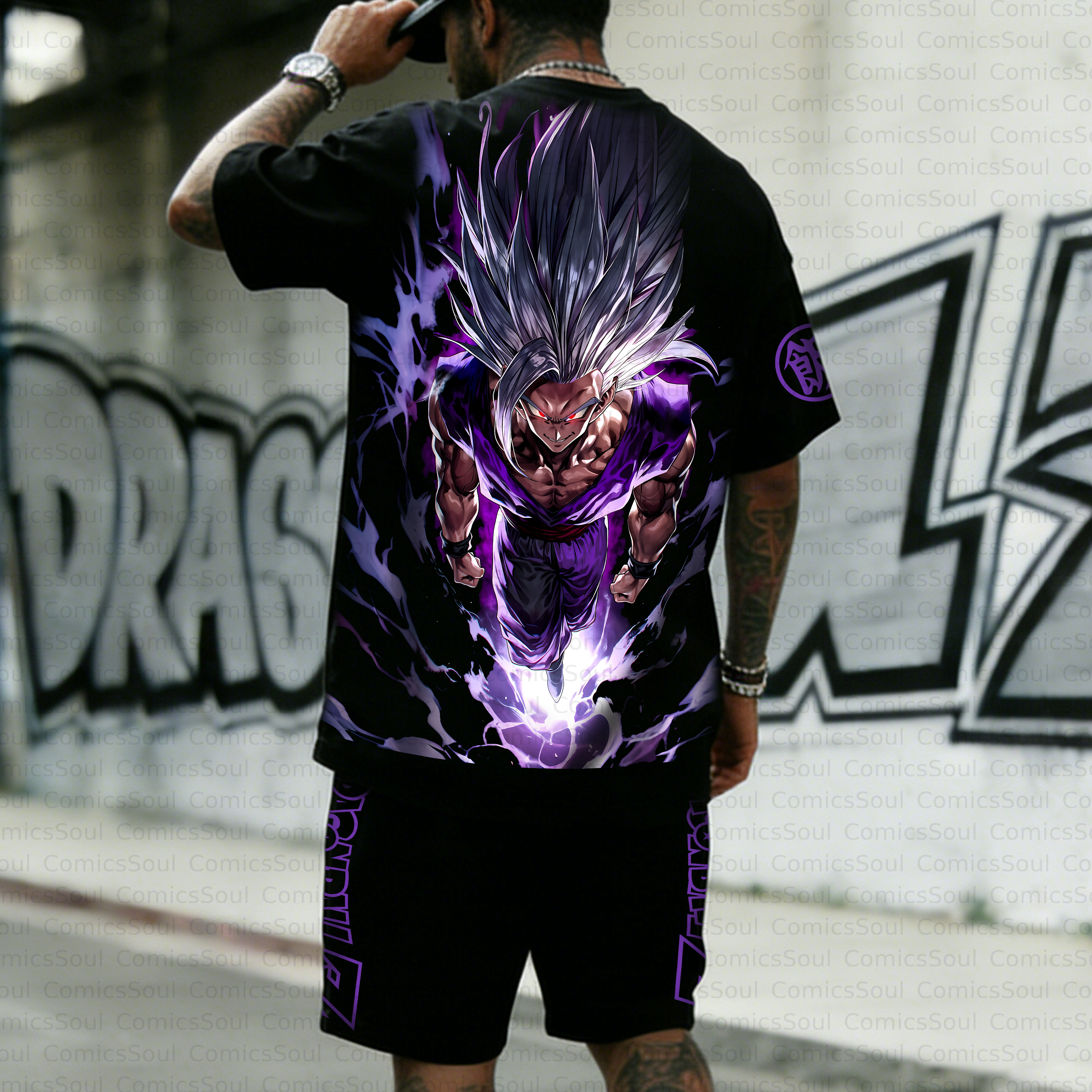 Unisex Anime Inspired Vintage T-shirt& Shorts 2 Pieces Set