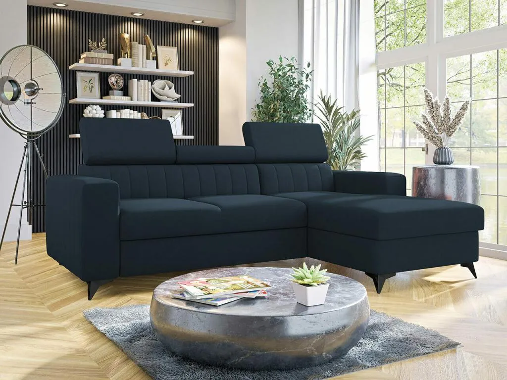 Sofá rinconero Decopractico 170 Azul Función de descanso Caja de ropa de cama 236x172cm PSZD74444