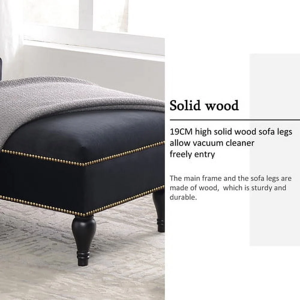 THINK 30,Velvet Chaise Lounge with Rolled Arm, 58” Upholstered Sofa Lounge Chair for Living Room Bedroom - Image 7