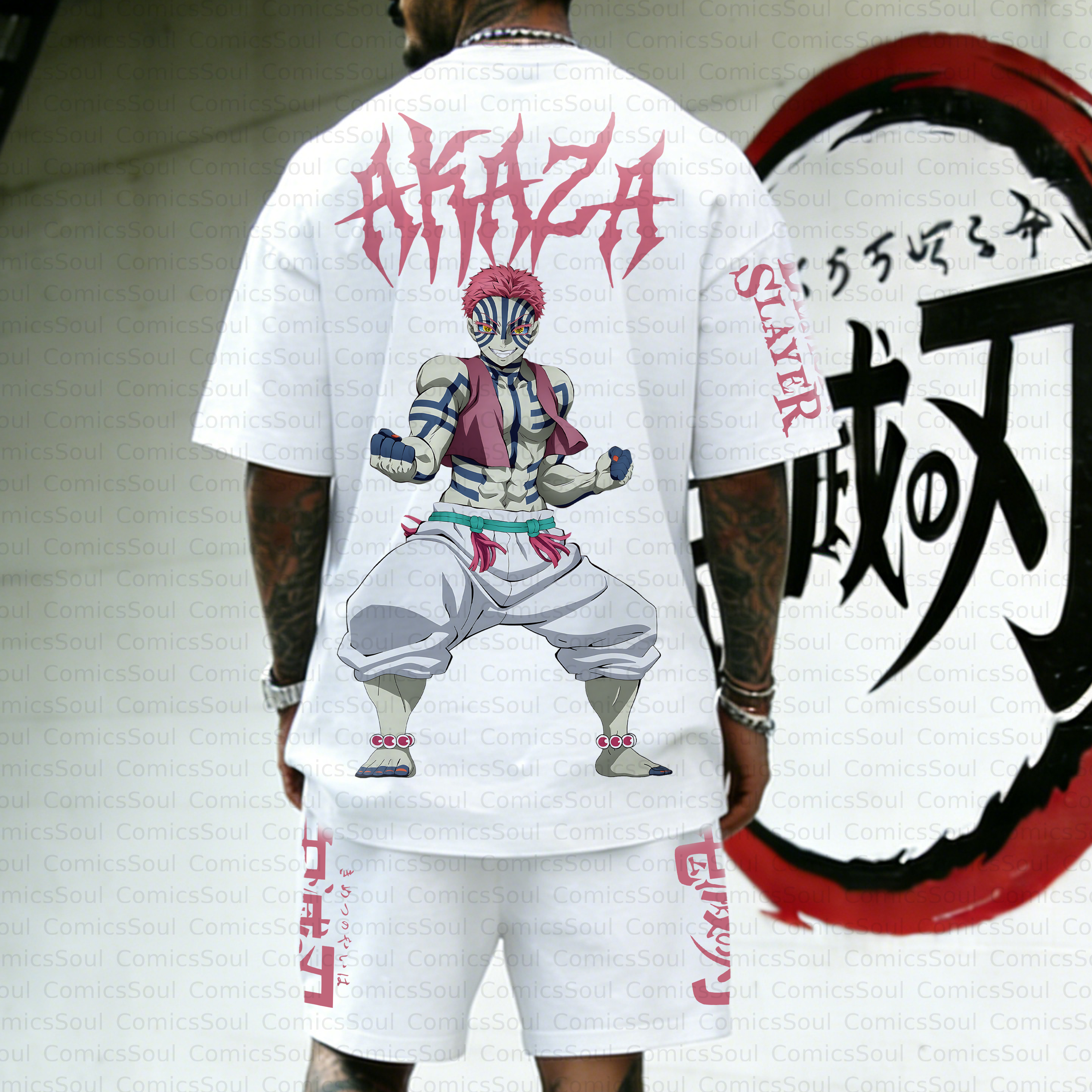 Unisex Anime Inspired Vintage T-shirt& Shorts 2 Pieces Set