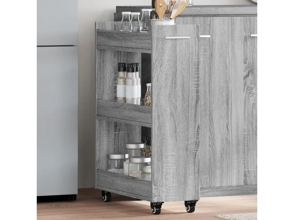 Armario con ruedas Banakdecoracion gris 60x22x79 cm Banakdecoracion contrachapada 56699JGJW