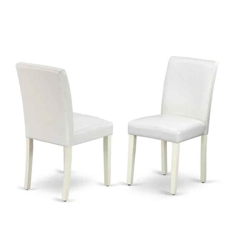 East West Furniture Round Dining Table Set - Kitchen Table with White Faux Leather Parson Chairs in Linen White (Various Piece Options)