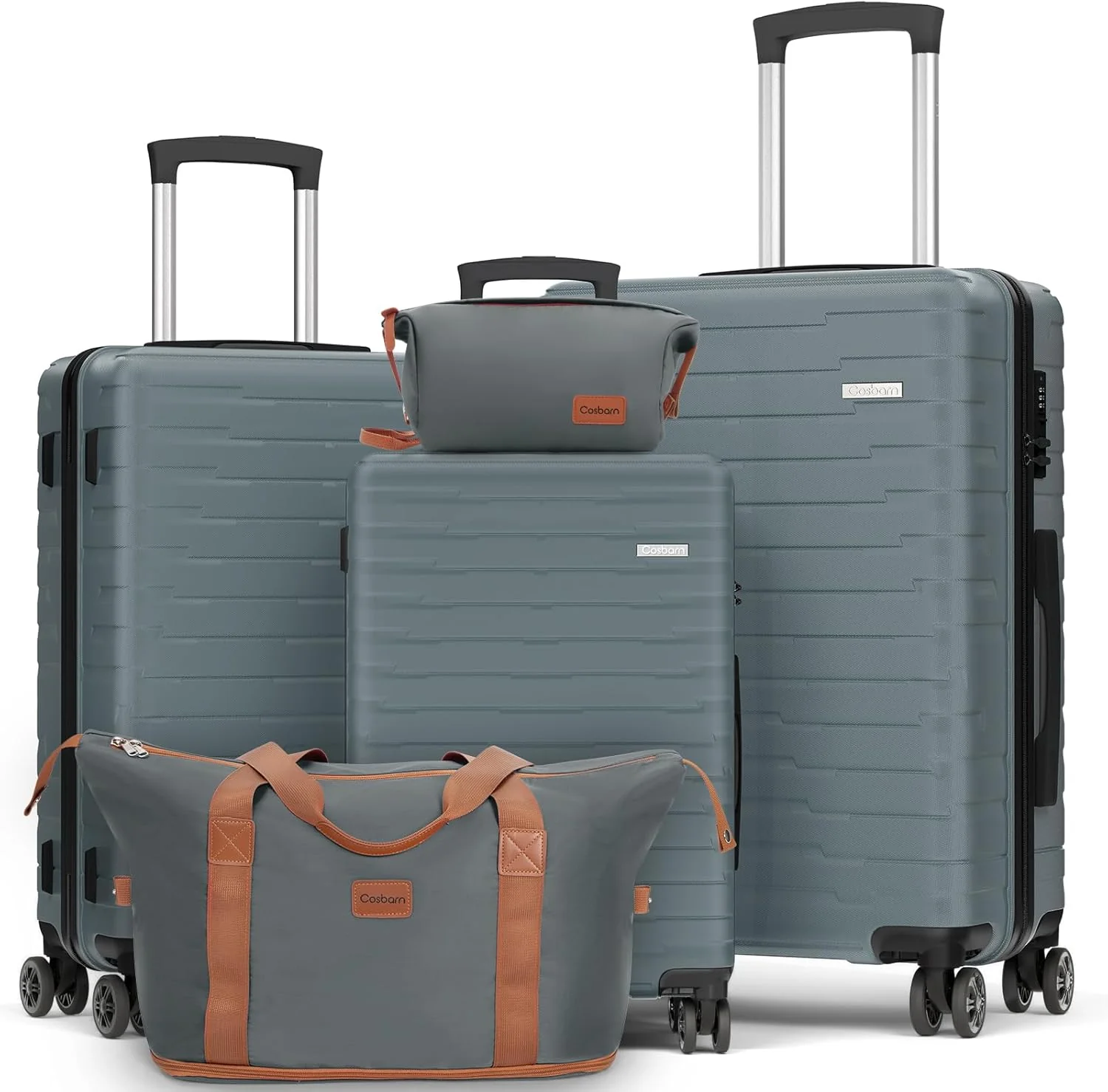 5-piece luggage set with wheels, ABS hardshell suitcase with spinner wheels