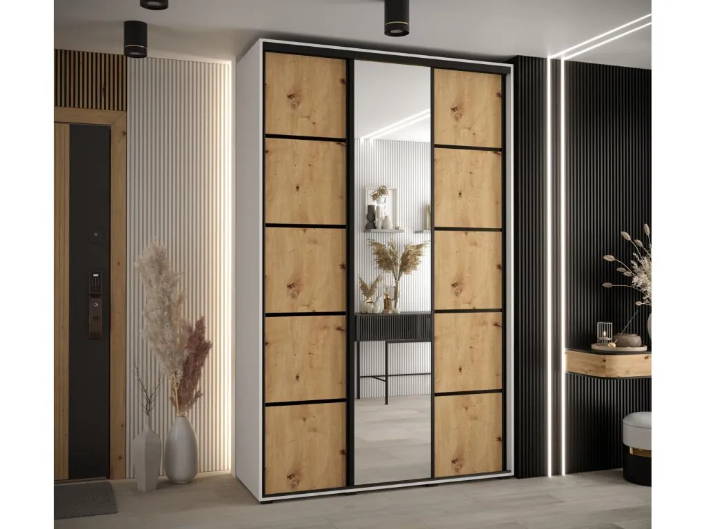 ARMARIO Decoencanto 5 DE PUERTAS CORREDERAS 235.2/160/60 3 puertas (Blanco/Artisan/Negro)